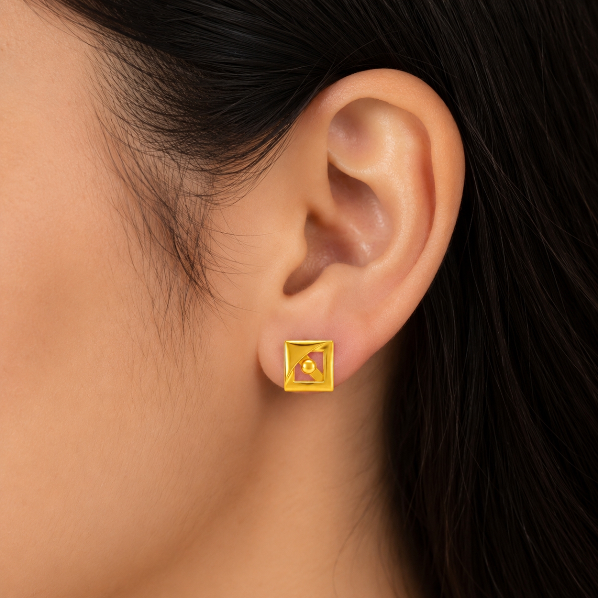 Gold Square Designer Tops For Women And Kids Elegant 18K Gold Stud Tops